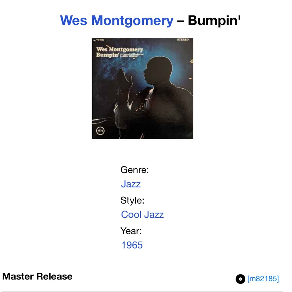 Wes Montgomery - Bumpin' Album Cover Art